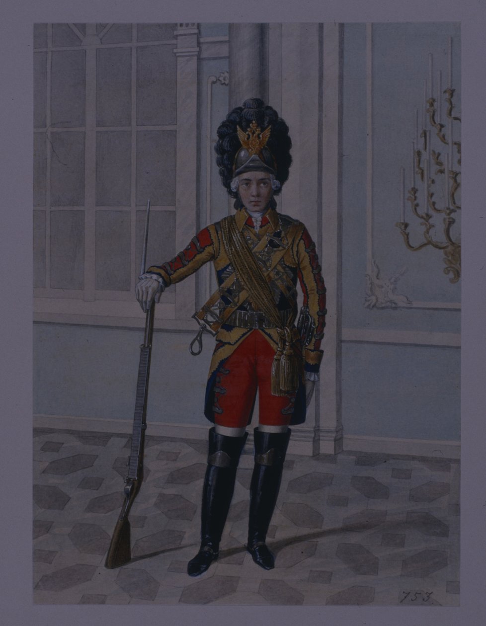 Officier van het Life Guards Cavalerie Regiment in 1764-1796, Begin 1840s door Mikhail Ivanovich Terebenev