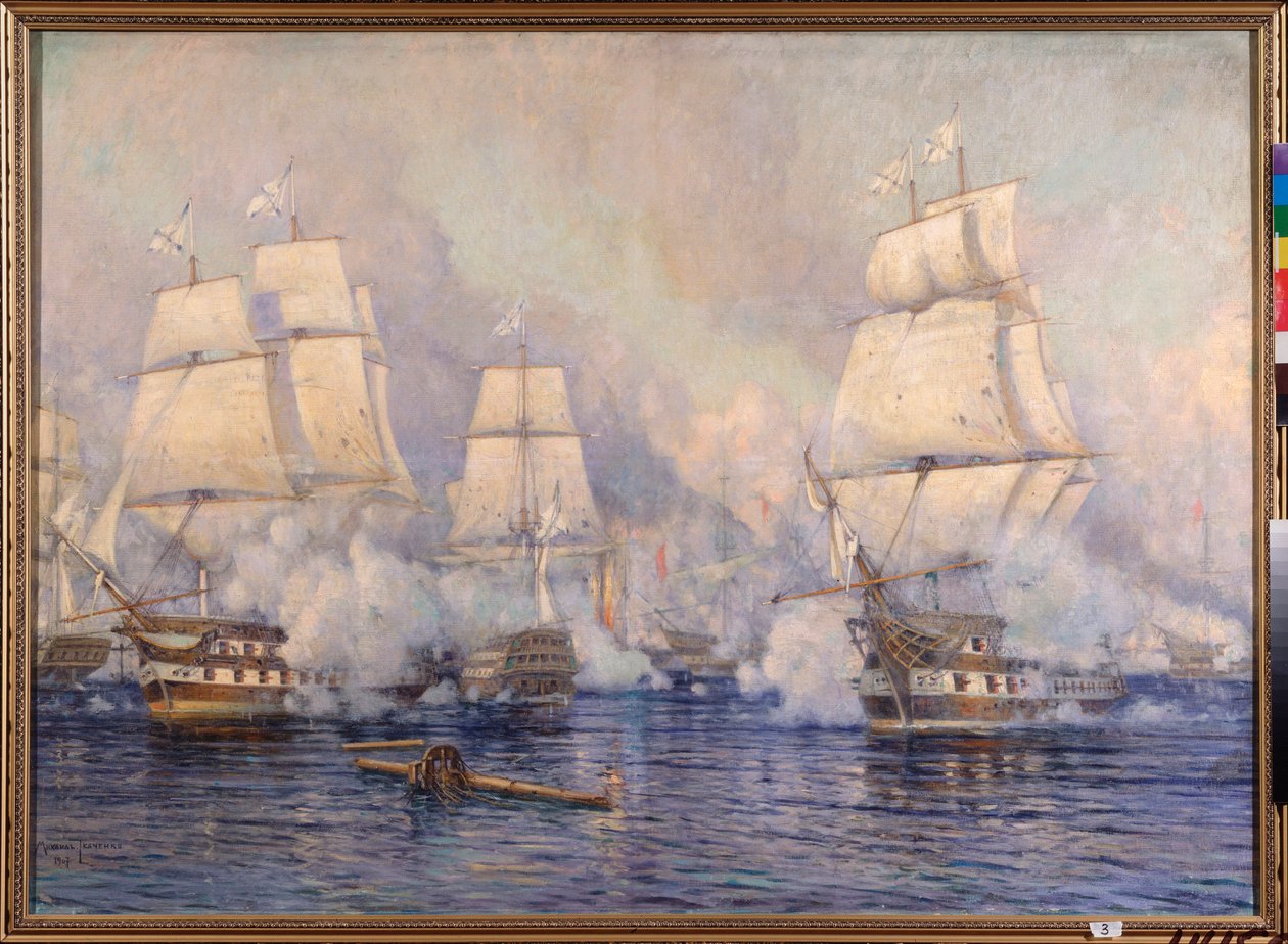 De zeeslag bij Navarino op 20 oktober 1827 door Mikhail Stepanovich Tkatchenko