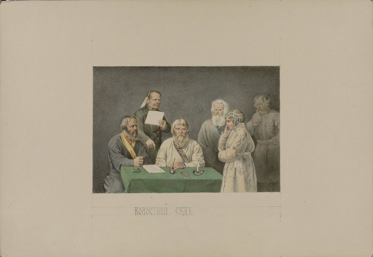 Volost Rechtbank, 1862 door Mikhail Stepanovich Znamensky