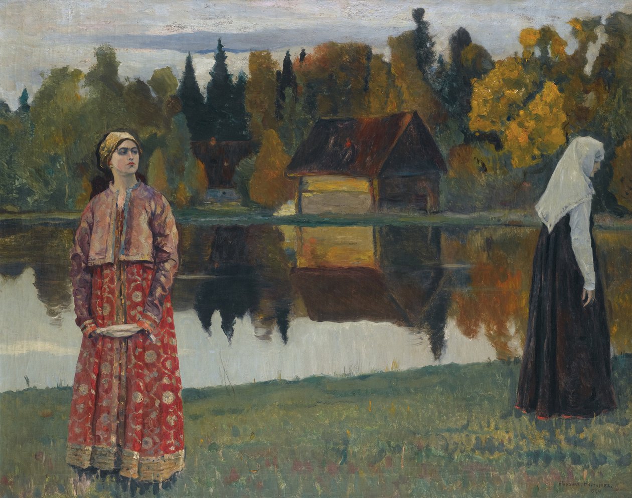 Bij het meer door Mikhail Vasilievich Nesterov