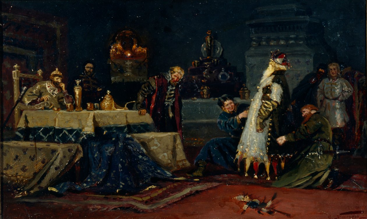 Jongensjas. Boyar Druzhina Andreyevich Morozov voor Ivan de Verschrikkelijke, 1885 door Mikhail Vasilievich Nesterov