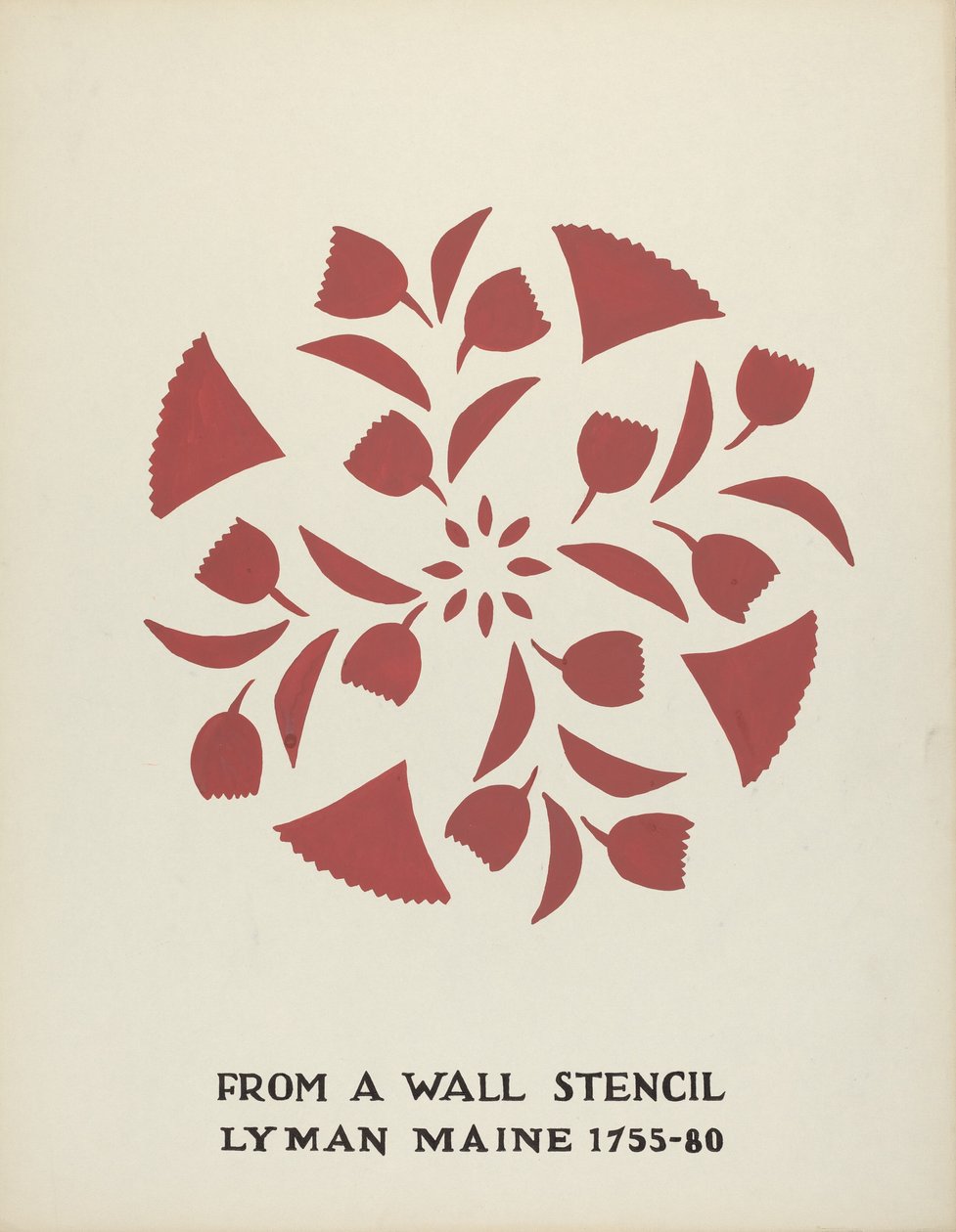 Ontwerp uit Lyman, Maine 1755-1780: Uit Voorgesteld Portfolio "Maine Muur Stencils" door Mildred E. Bent