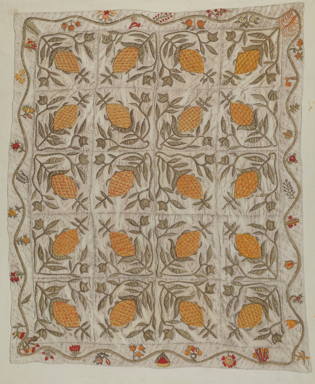 Ananas quilt door Mildred E. Bent