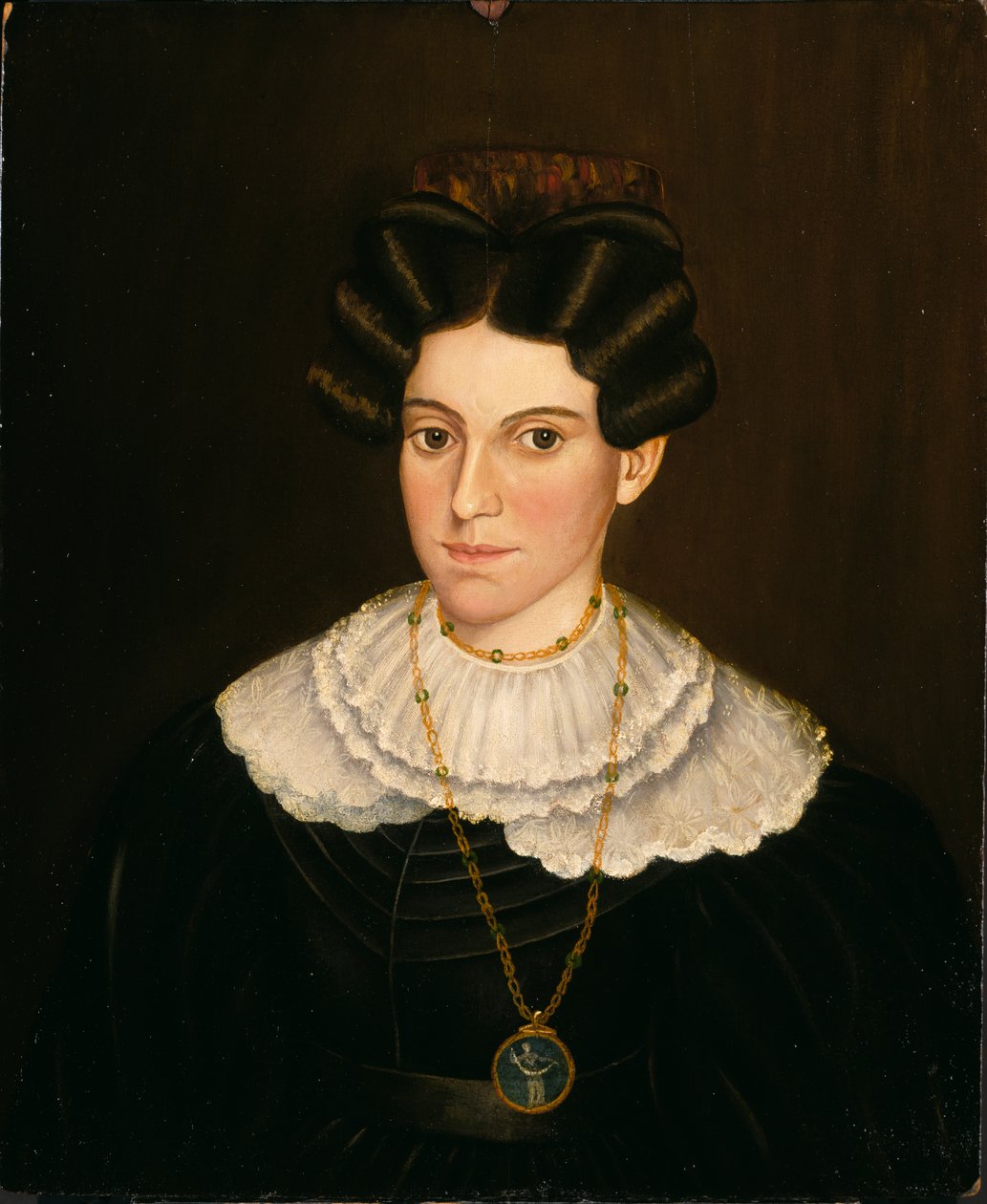Vrouw in zwarte jurk, ca. 1835-1840 door Milton W. Hopkins