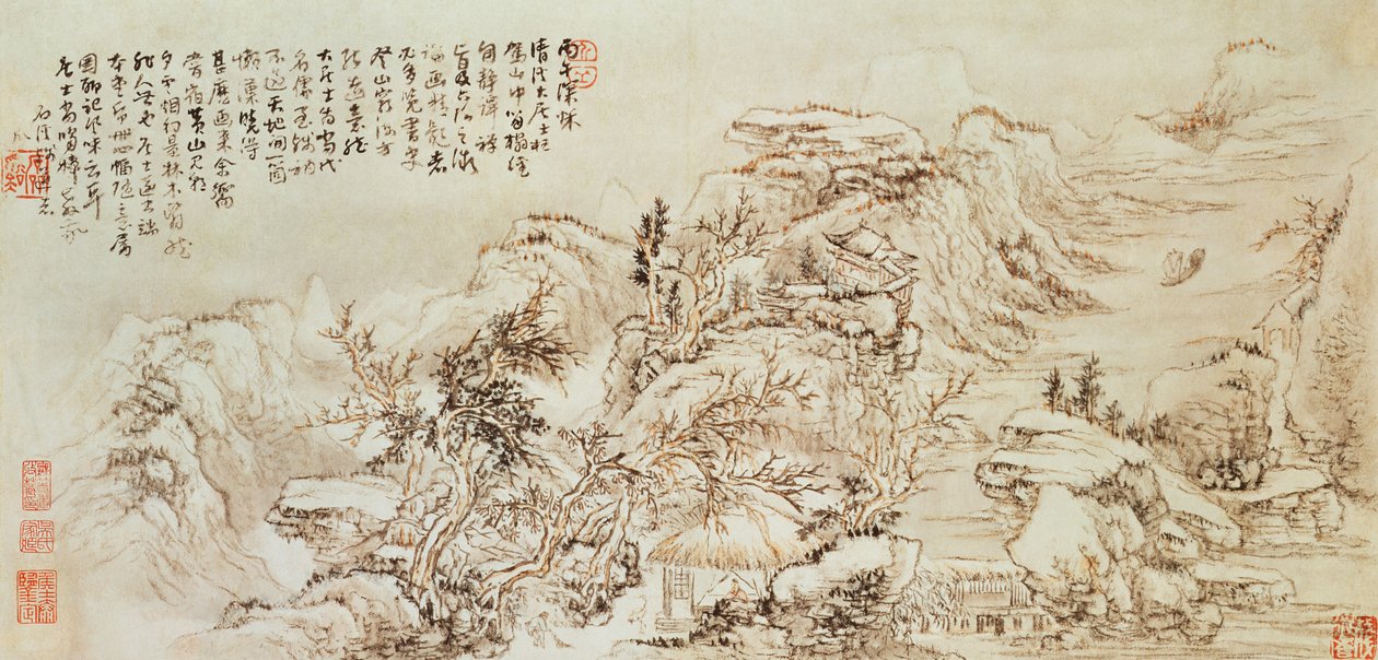 Bergzicht, mogelijk 17e eeuw door Ming Dynasty Chinese School
