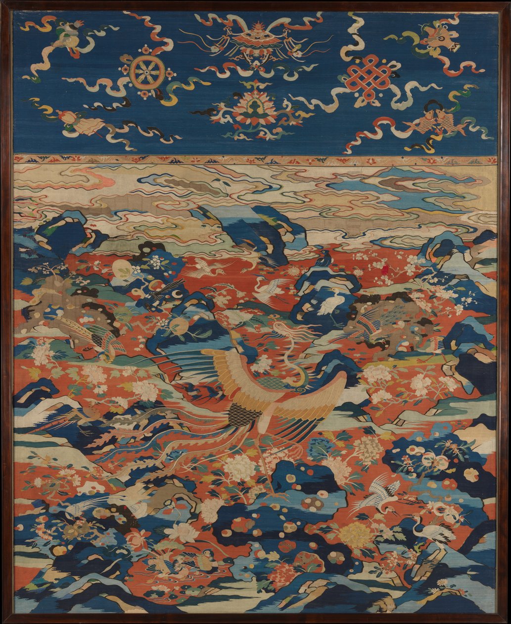 Paneel met een Feniks en Vogels in een Rots Tuin, ca. 1600 door Ming Dynasty Chinese School