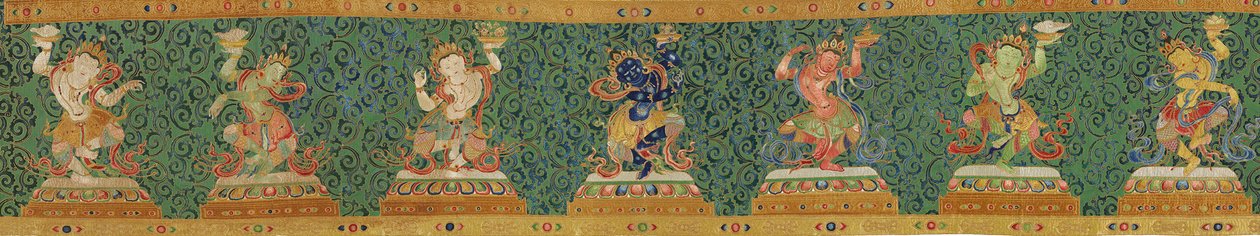 Detail van keizerlijk geborduurde zijden Thangka door Ming Dynasty Chinese School
