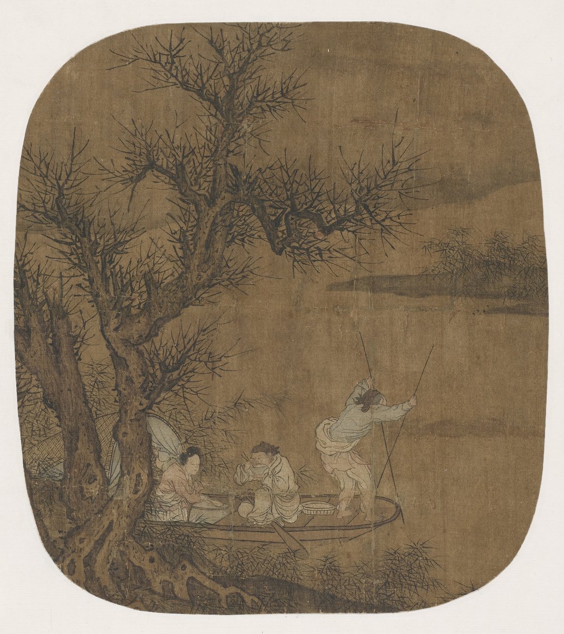 Genieten van een Maaltijd aan Boord van een Boot, 16e-17e eeuw door Ming Dynasty Chinese School