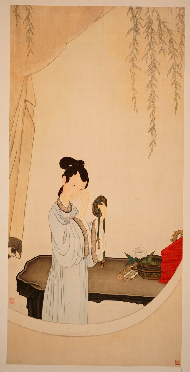 Een Dame die in de Spiegel Kijkt door Ming Yu