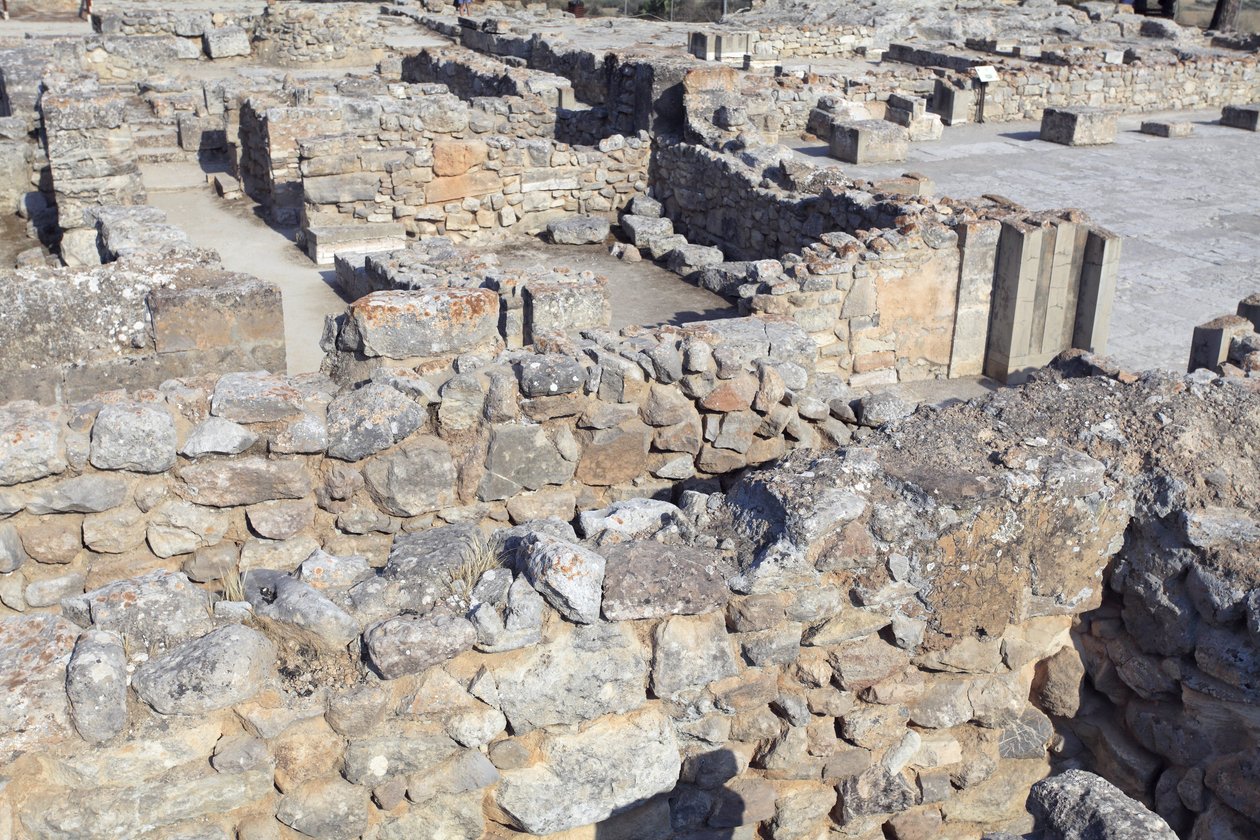 Minoïsche archeologische site van Phaistos. Noordoostelijk complex. Deze kamers werden gebruikt om waardevolle rituele vaten op te slaan. De beroemde 