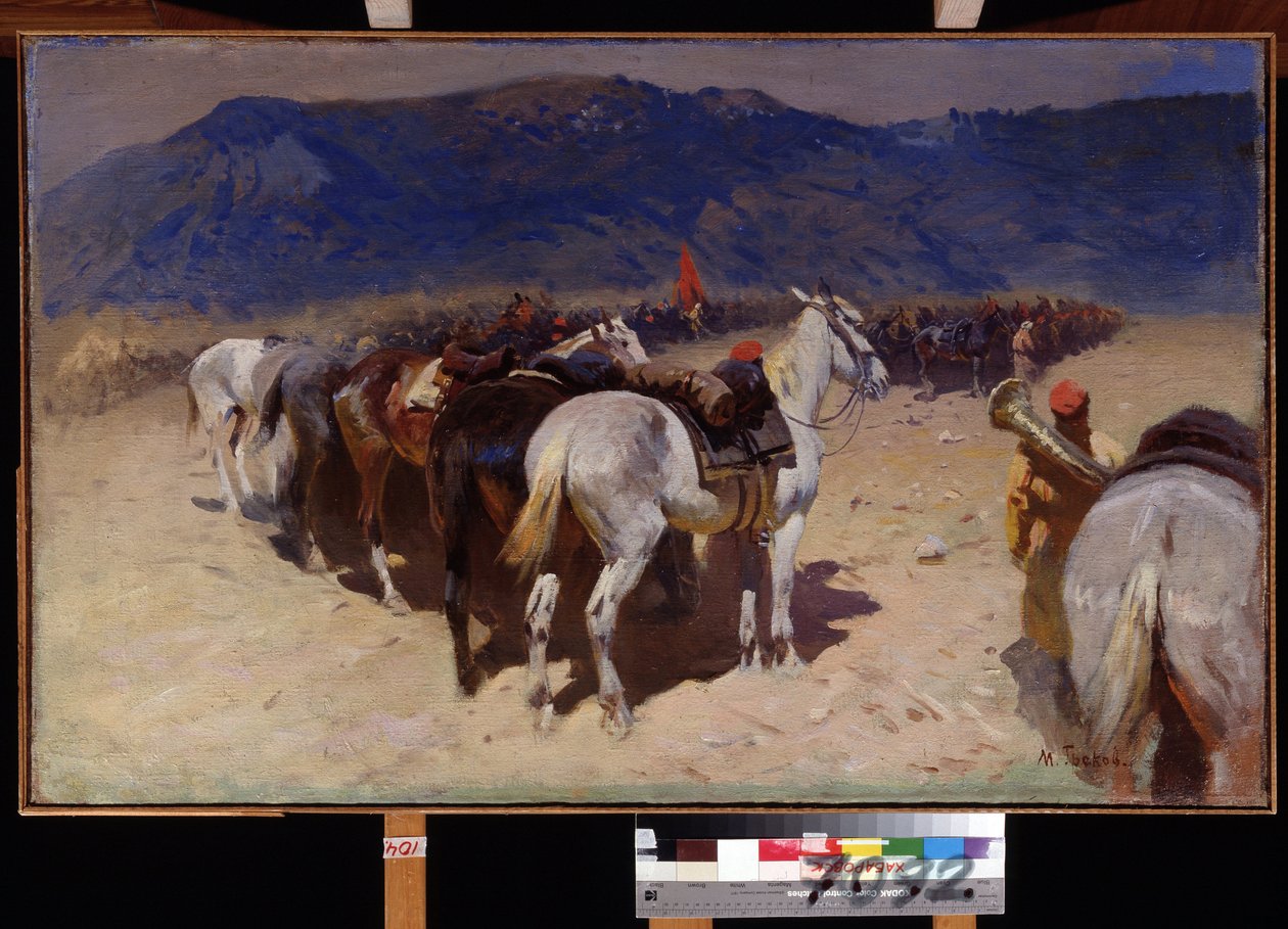 De rust van de cavalerie, het 29e cavalerieregiment in Bukhara door Mitrofan Borisovic Grekov