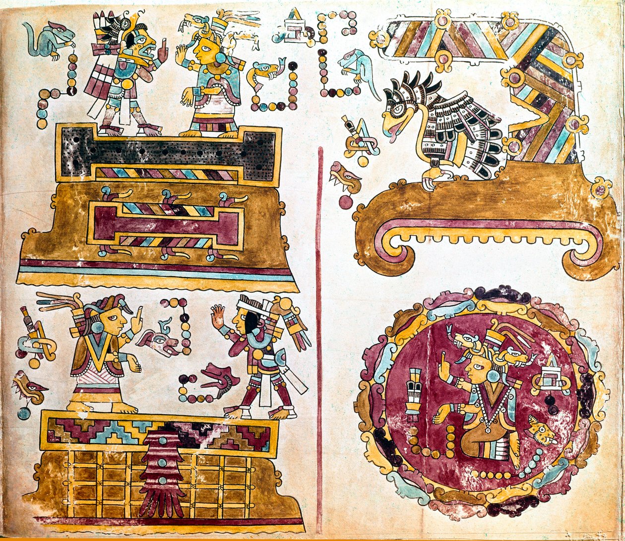 Mixteekse beschaving: Mixteekse Codex met illustraties van dagelijkse activiteiten door Mixtec Mixtec