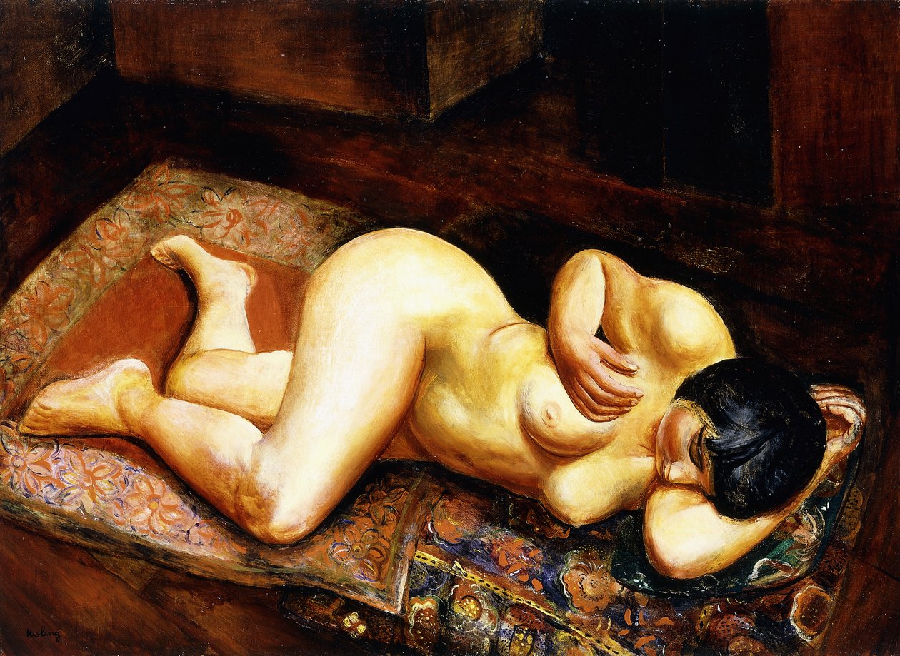 Liggende naakte vrouw door Moise Kisling