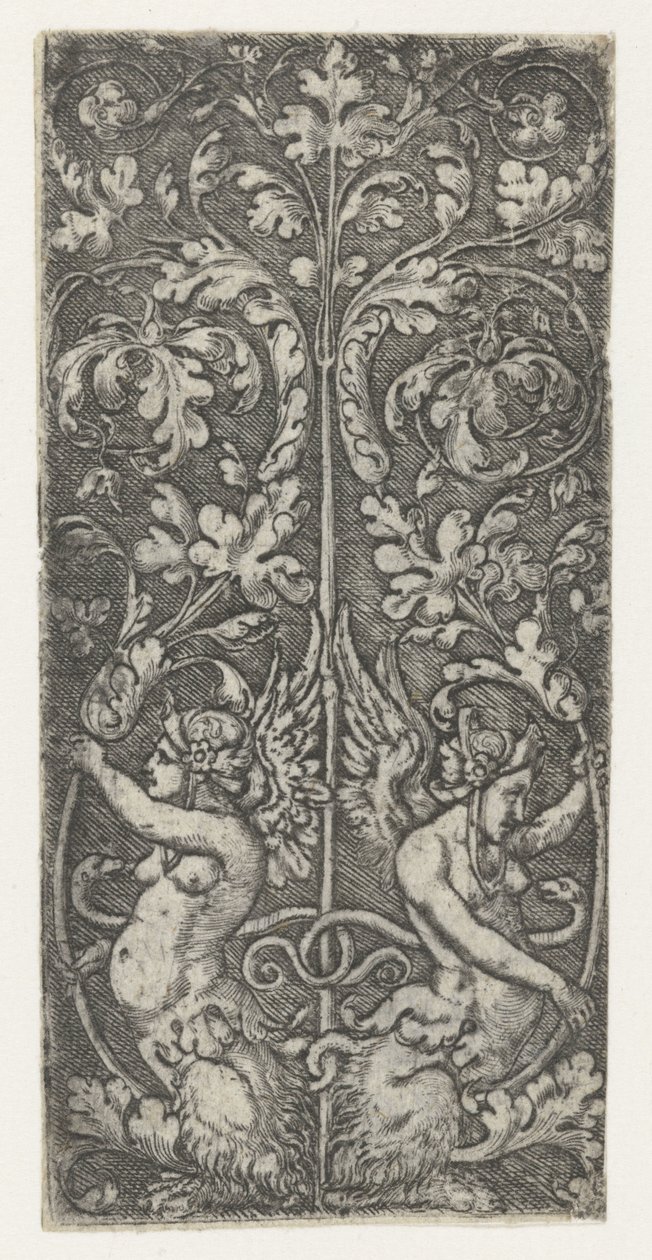 Ornament met twee sfinxen door Monogrammist AC