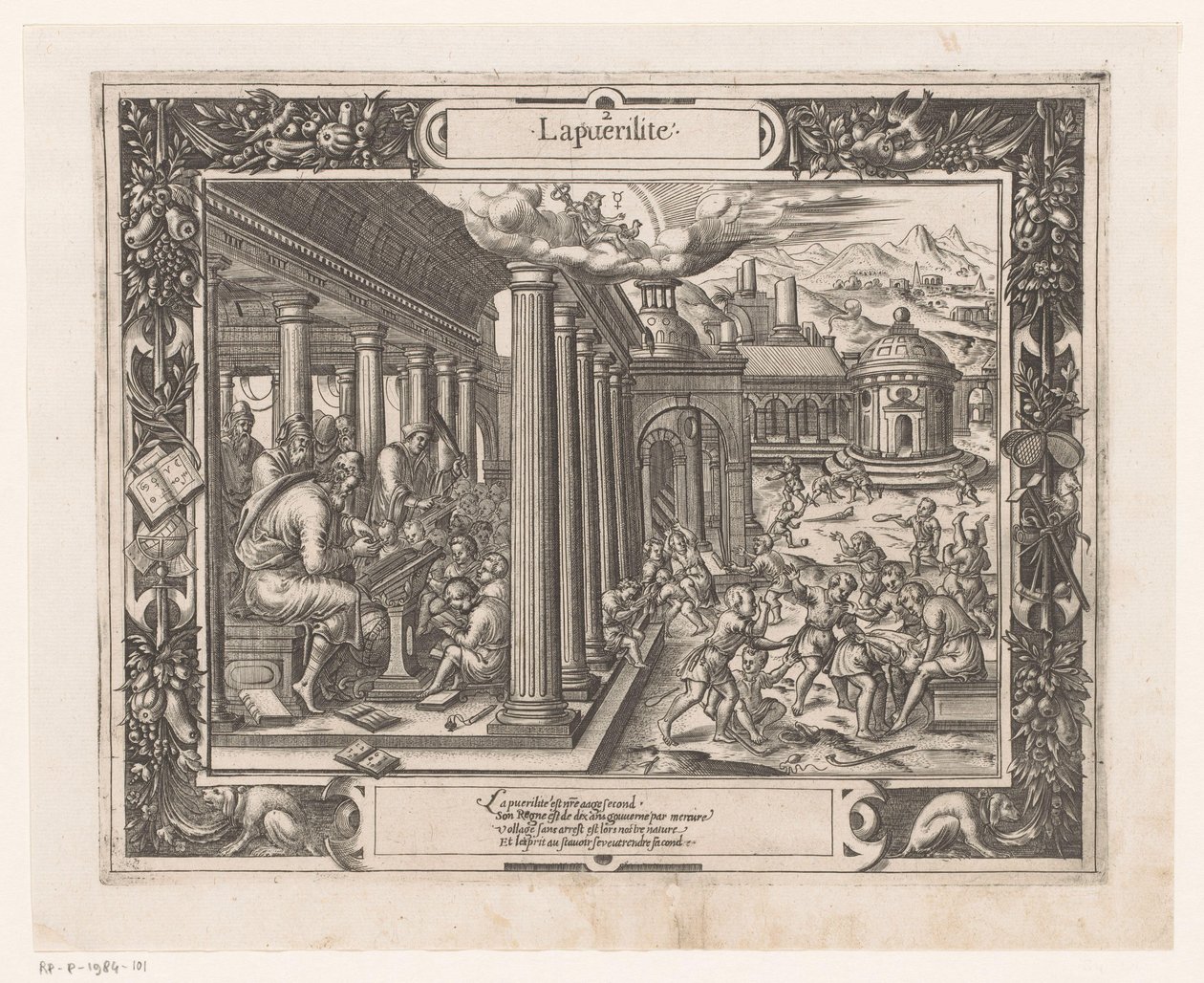 Kindertijd onder invloed van Mercurius door Monogrammist HF (graveur)