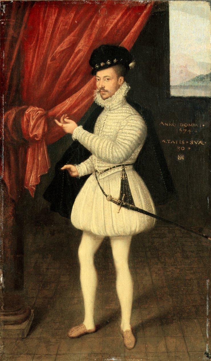 Portret van een man in wit door Monogrammist LAM