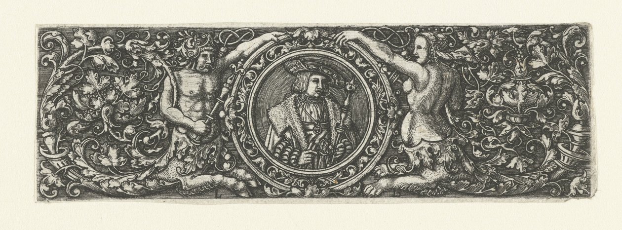 Fries met portret van Maximiliaan I in een medaillon door Monogrammist LB (Nederlanden)