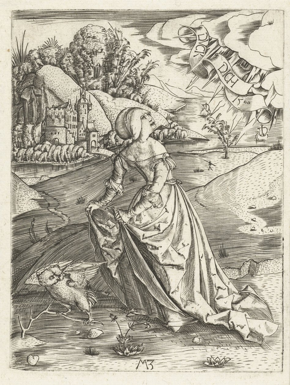 De vrouw met de uil door Monogrammist MZ