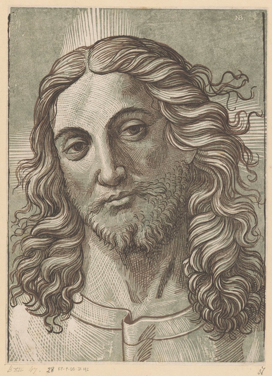 Hoofd van Christus door Monogrammist NB (Italië)