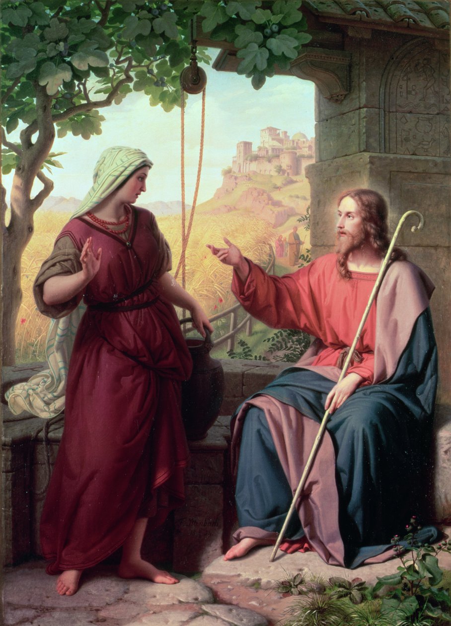 Christus en de Vrouw van Samaria bij de Bron, 1854 door Moritz Daniel Oppenheim