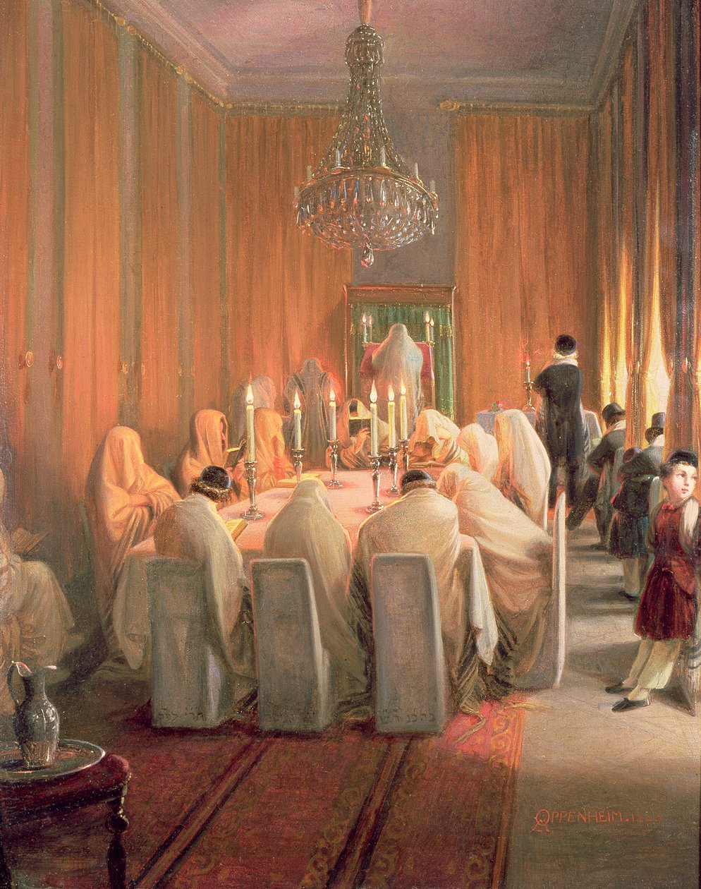 De familie Rothschild in gebed door Moritz Daniel Oppenheim