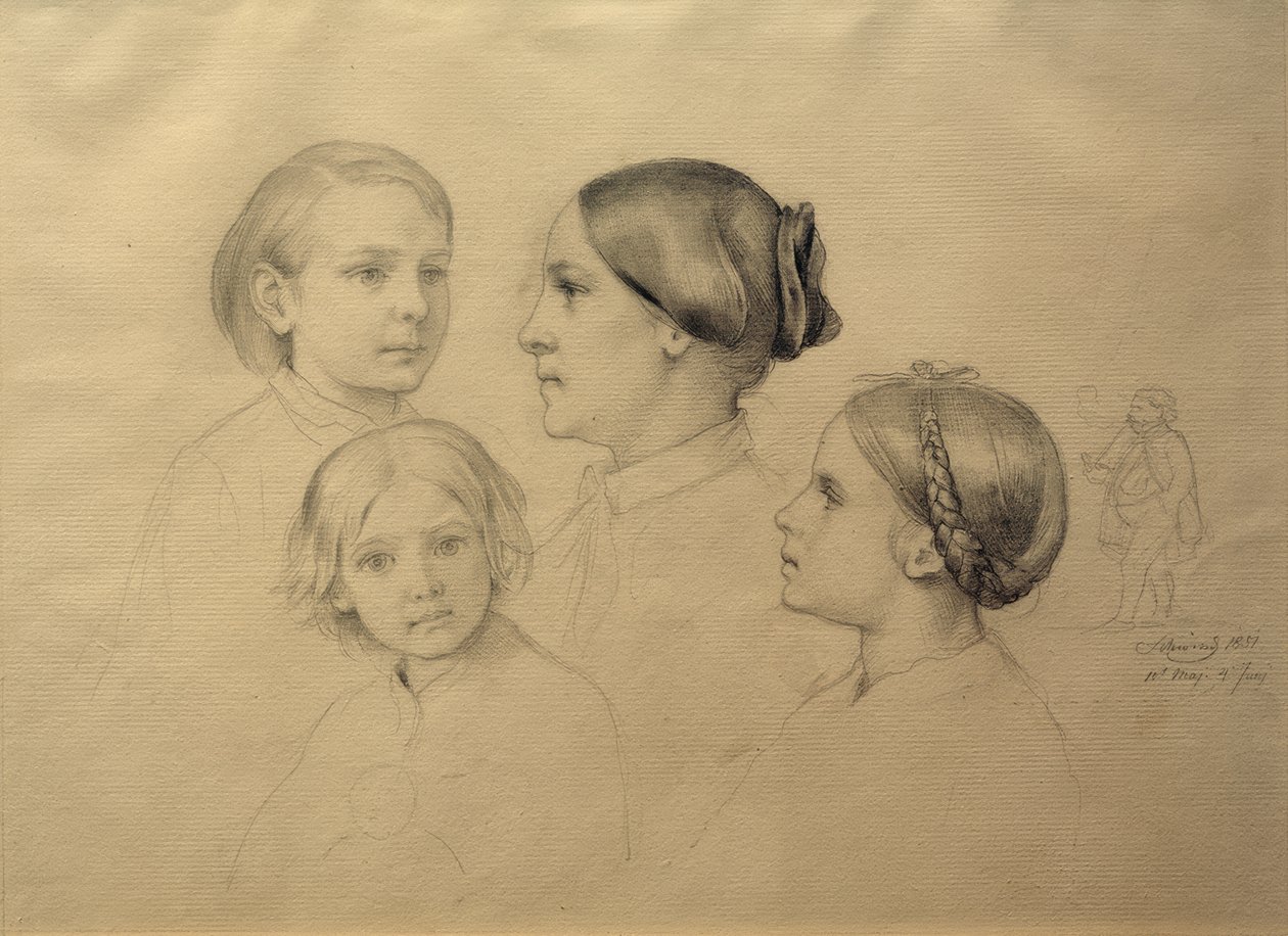 De familie van de kunstenaar door Moritz Ludwig von Schwind