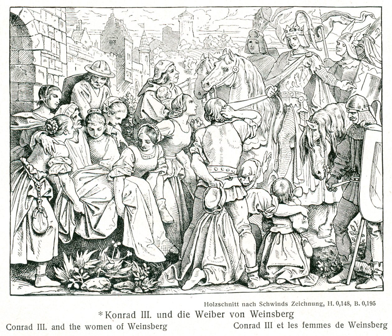 Konrad III en de vrouwen van Weinsberg door Moritz Ludwig von Schwind
