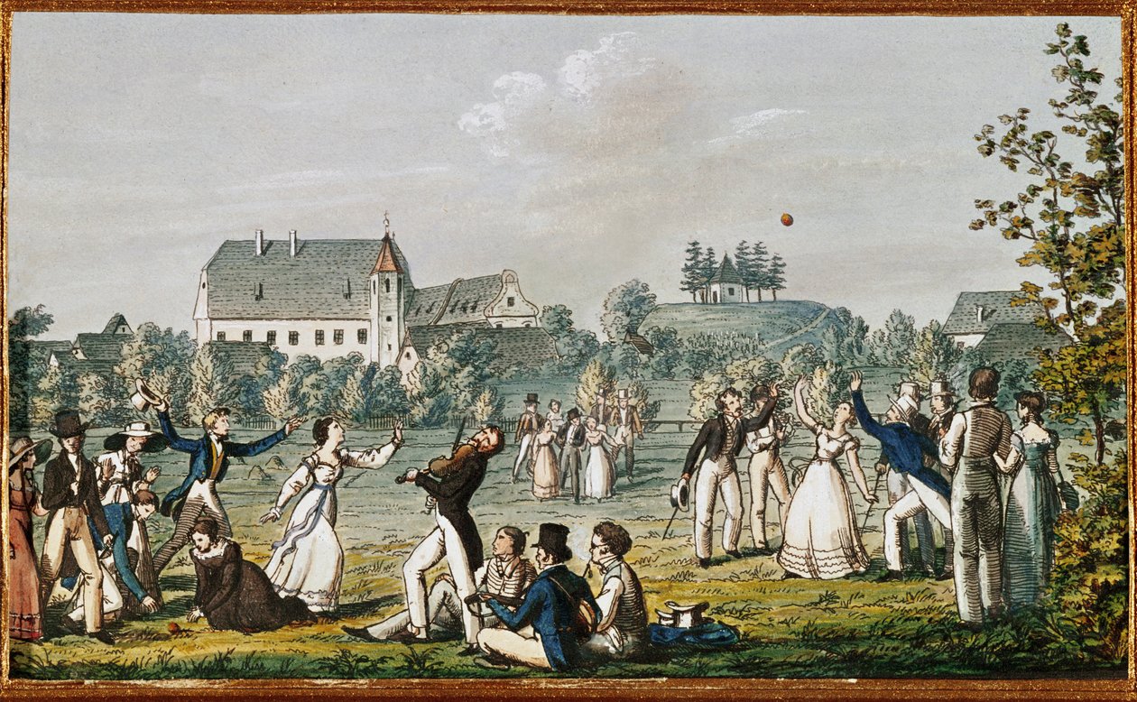 Een balspel in Atzenbrugg ... (ets) door Moritz Ludwig von Schwind