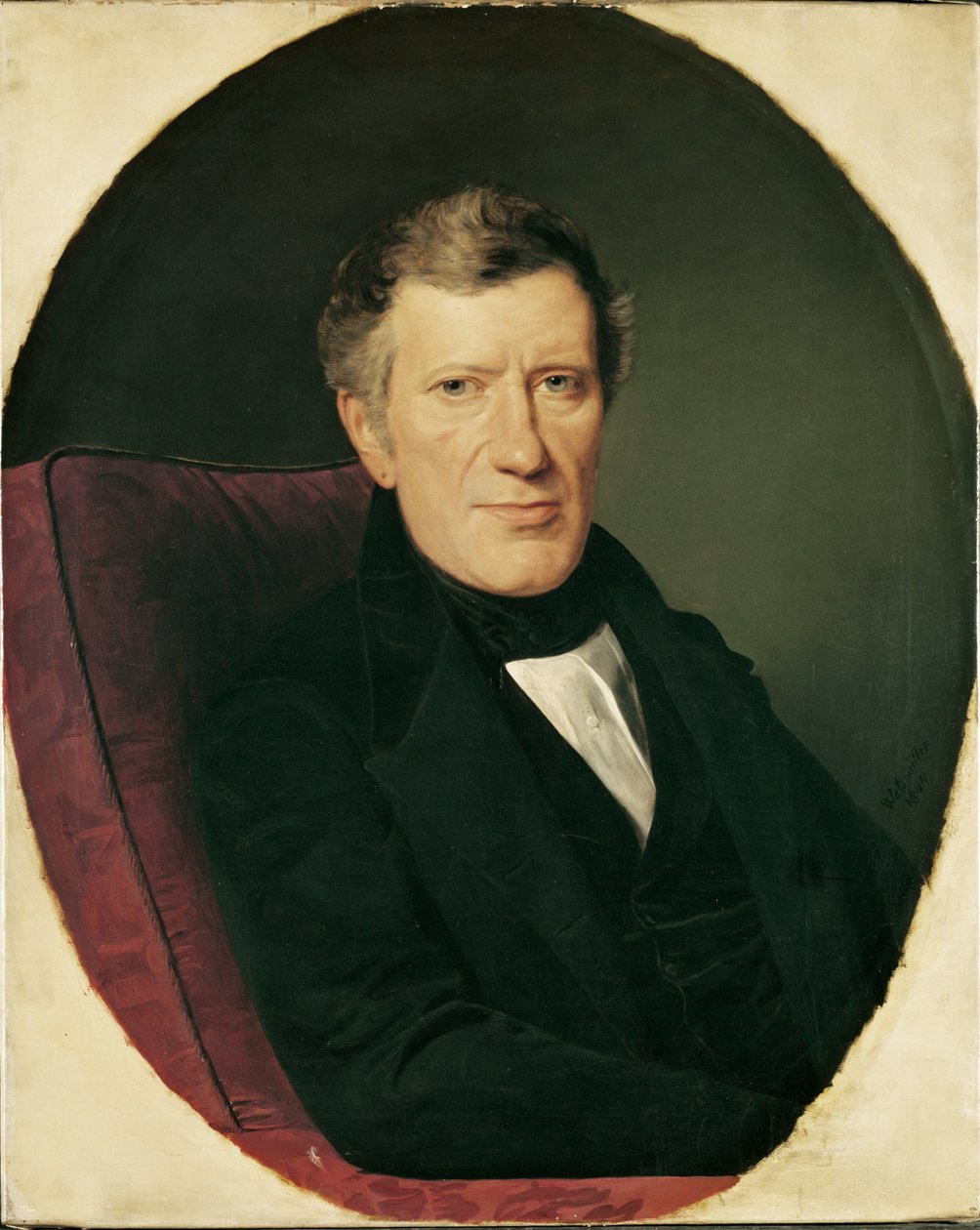 Franz Grillparzer, beroemdste Oostenrijkse dramaturg ... (olieverf op karton) door Moritz Michael Daffinger