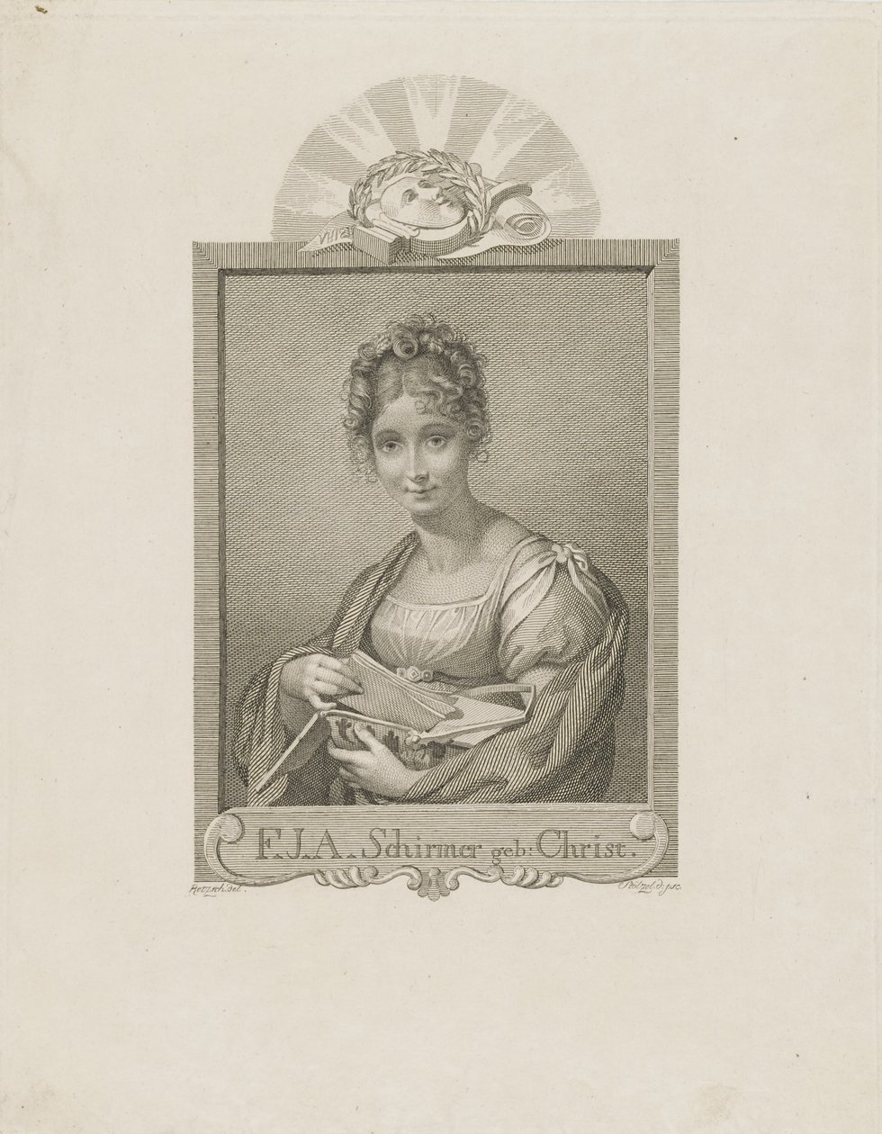 Portret van de actrice Friederike Schirmer, geboren Christ door Moritz Retzsch