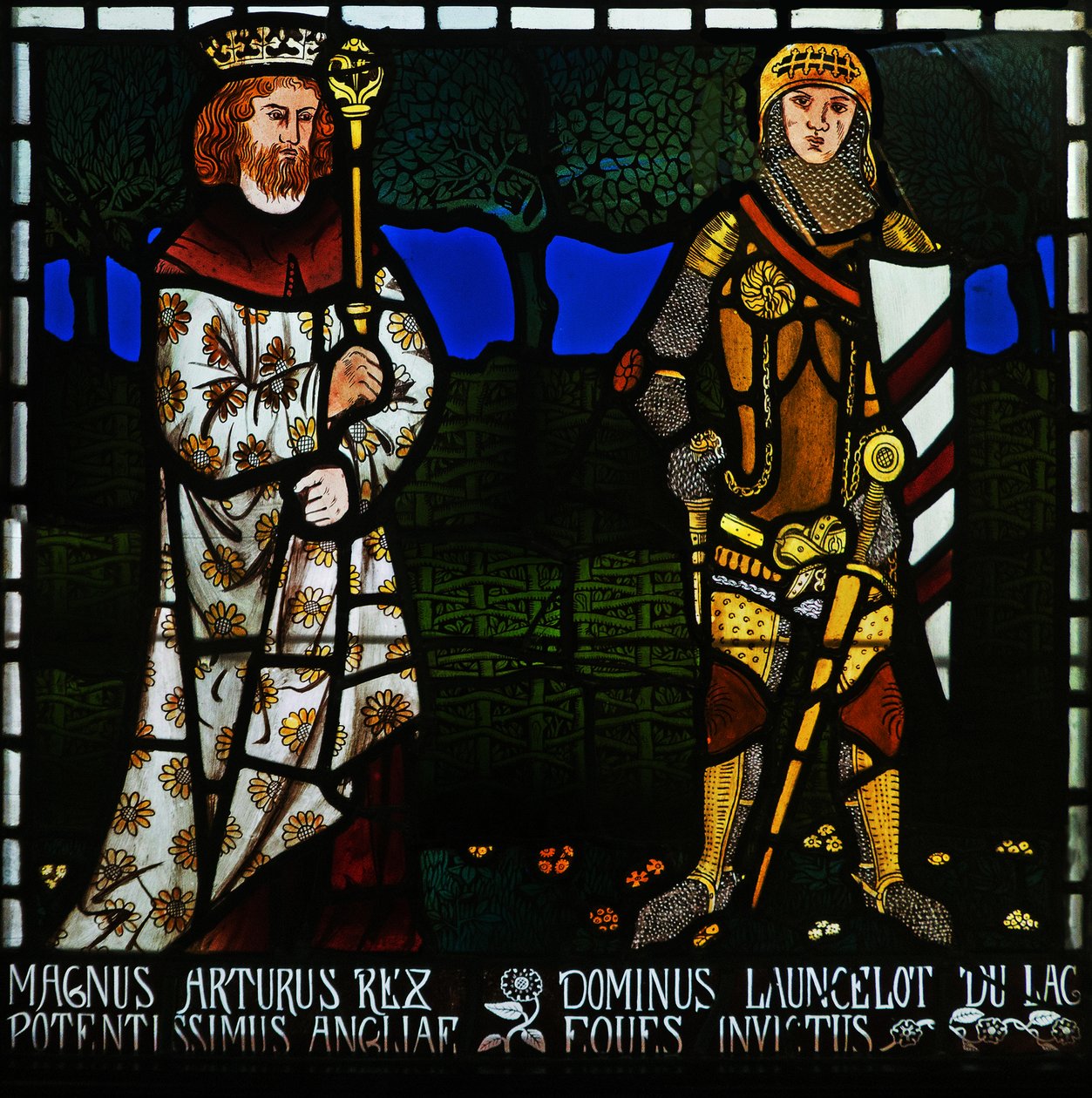 Koning Arthur en Sir Lancelot, 1862 door Morris and Co.