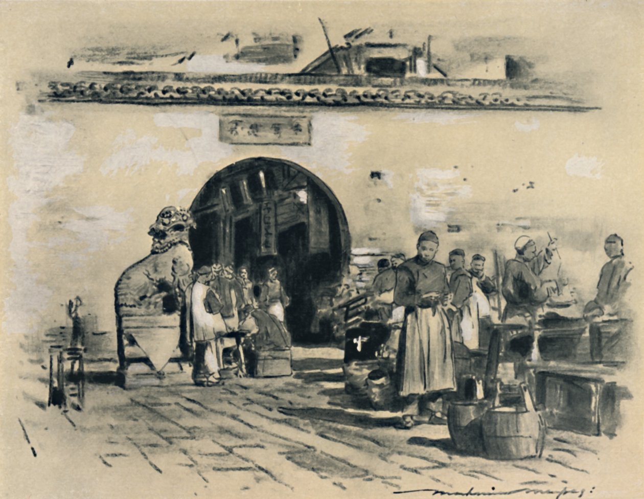 In de stad Shanghai, 1903 door Mortimer L Menpes