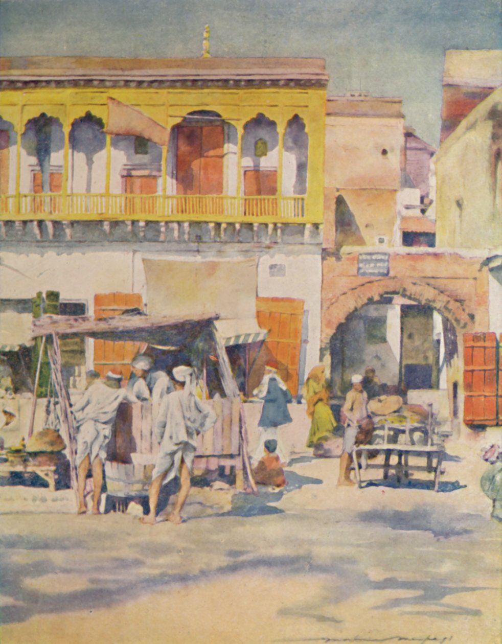 Een Bazaar, Delhi door Mortimer Ludington Menpes