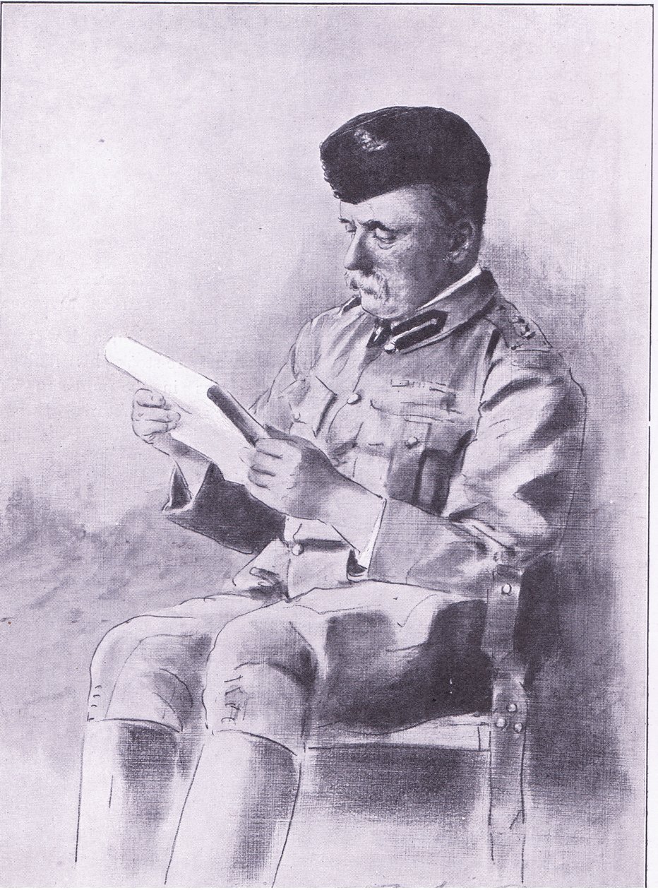 Kolonel French, illustratie uit Na Pretoria: De Guerrillaoorlog, 1902 door Mortimer Ludington Menpes