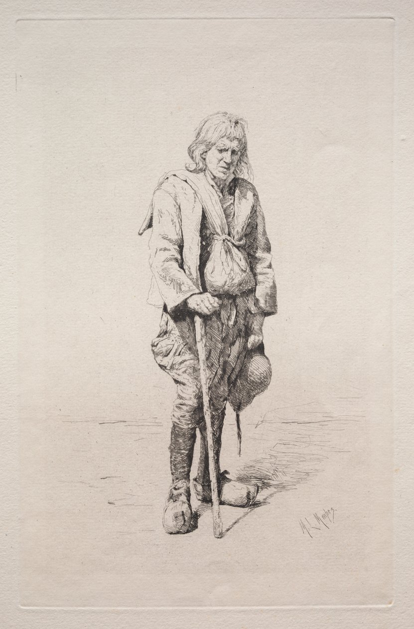 Man met Wandelstok door Mortimer Menpes