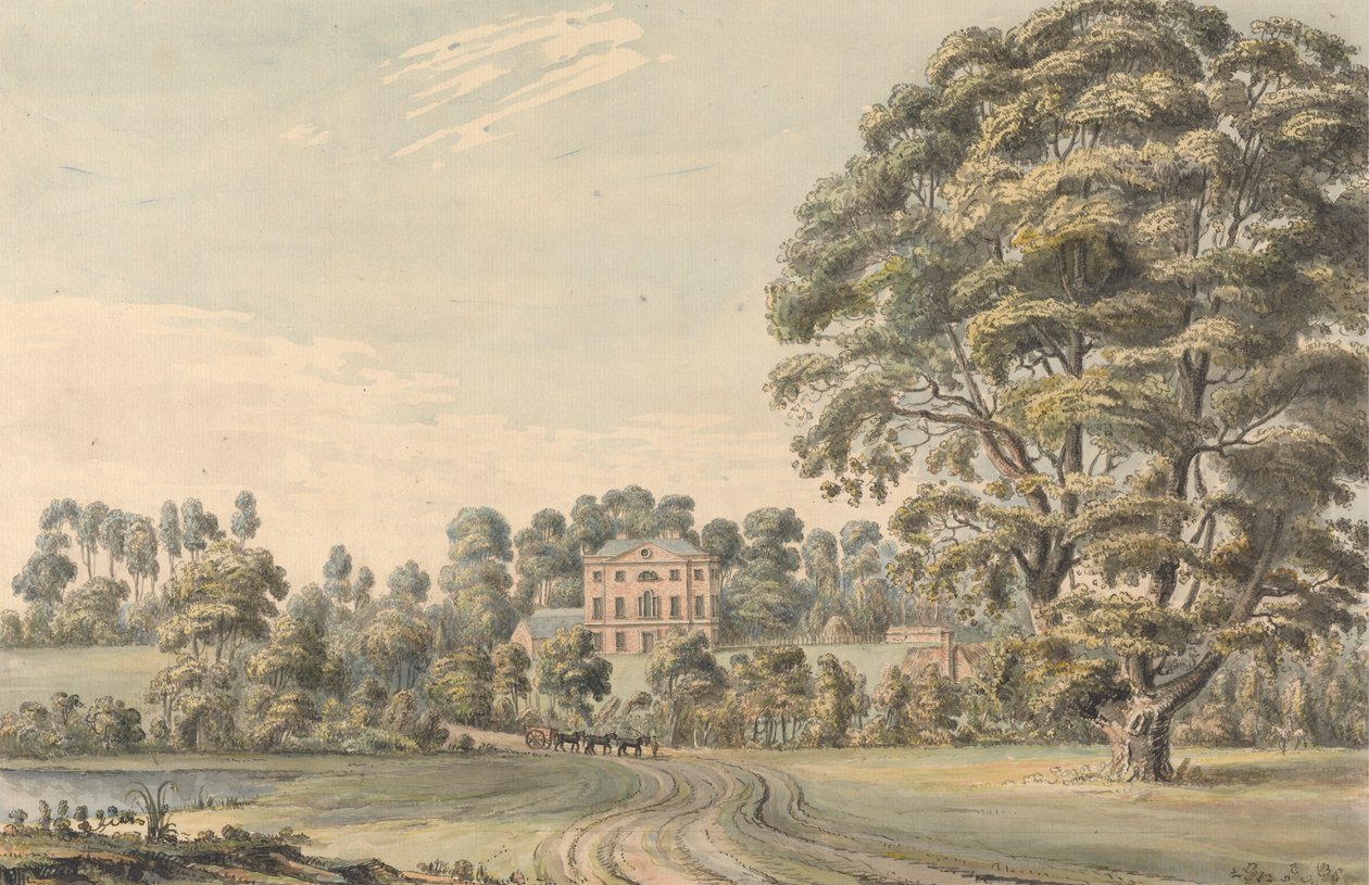 Bevere House bij North Claines, Worcestershire door Moses Griffith