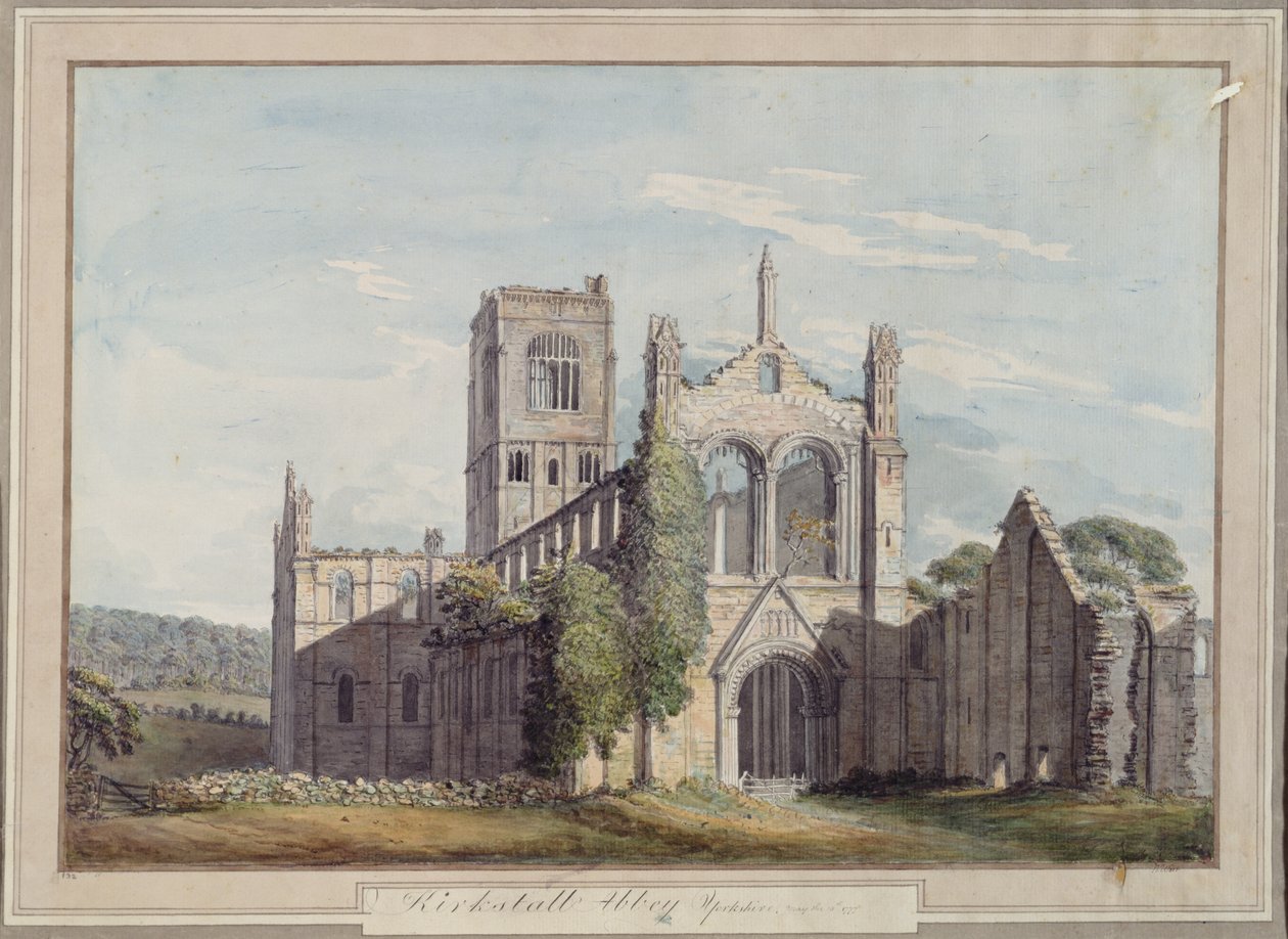 Noordwestelijke Aanblik van Kirkstall Abbey, 1777 door Moses Griffiths