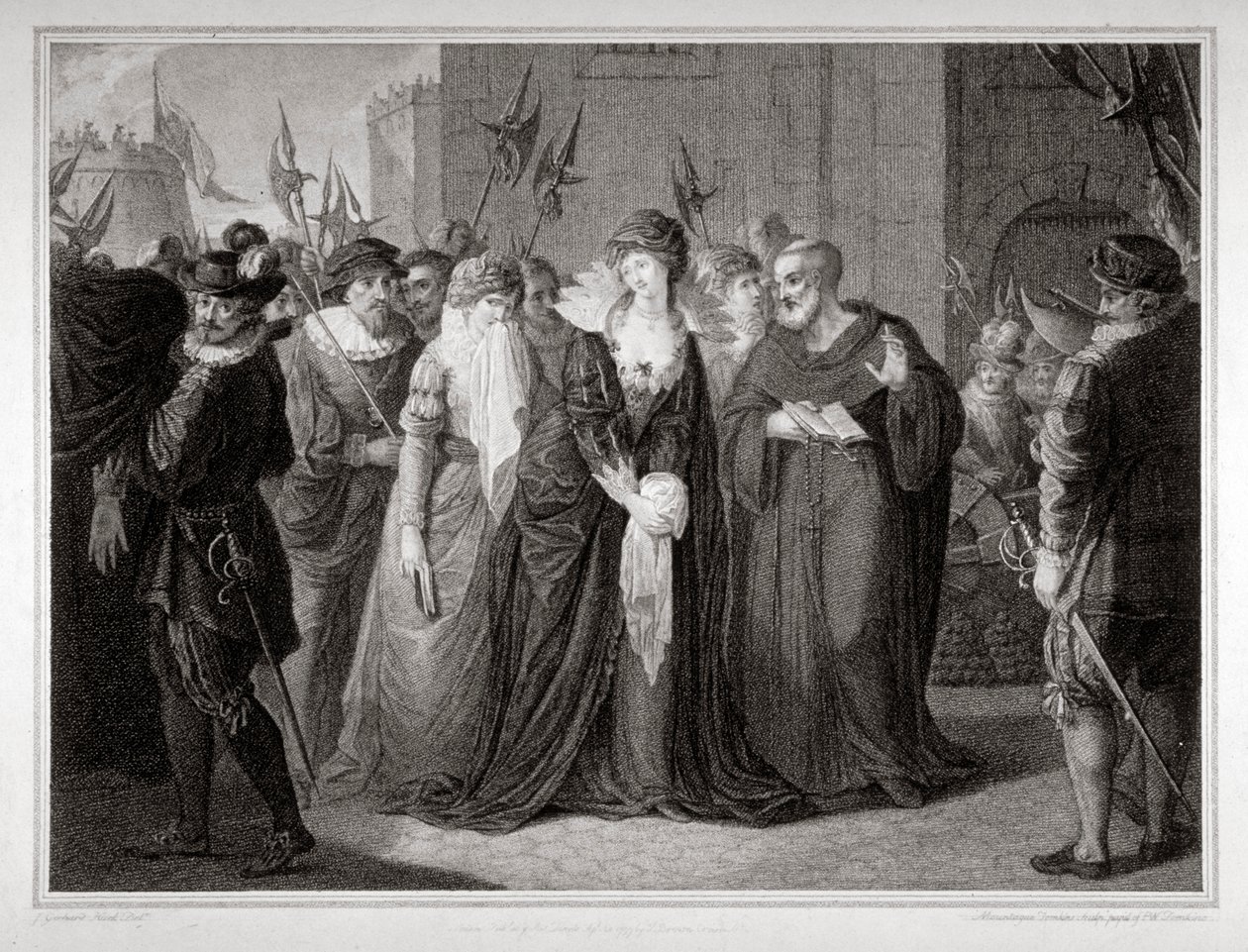 Lady Jane Grey wordt naar haar executie geleid in de Tower of London door Mountague Tomkins