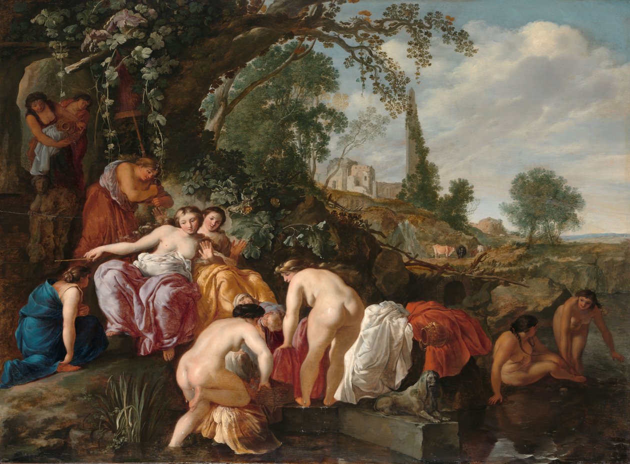 De Vondst van Mozes (De Dochter van de Farao ontdekt Mozes in het Rieten Mandje) door Moyses van Wtenbrouck