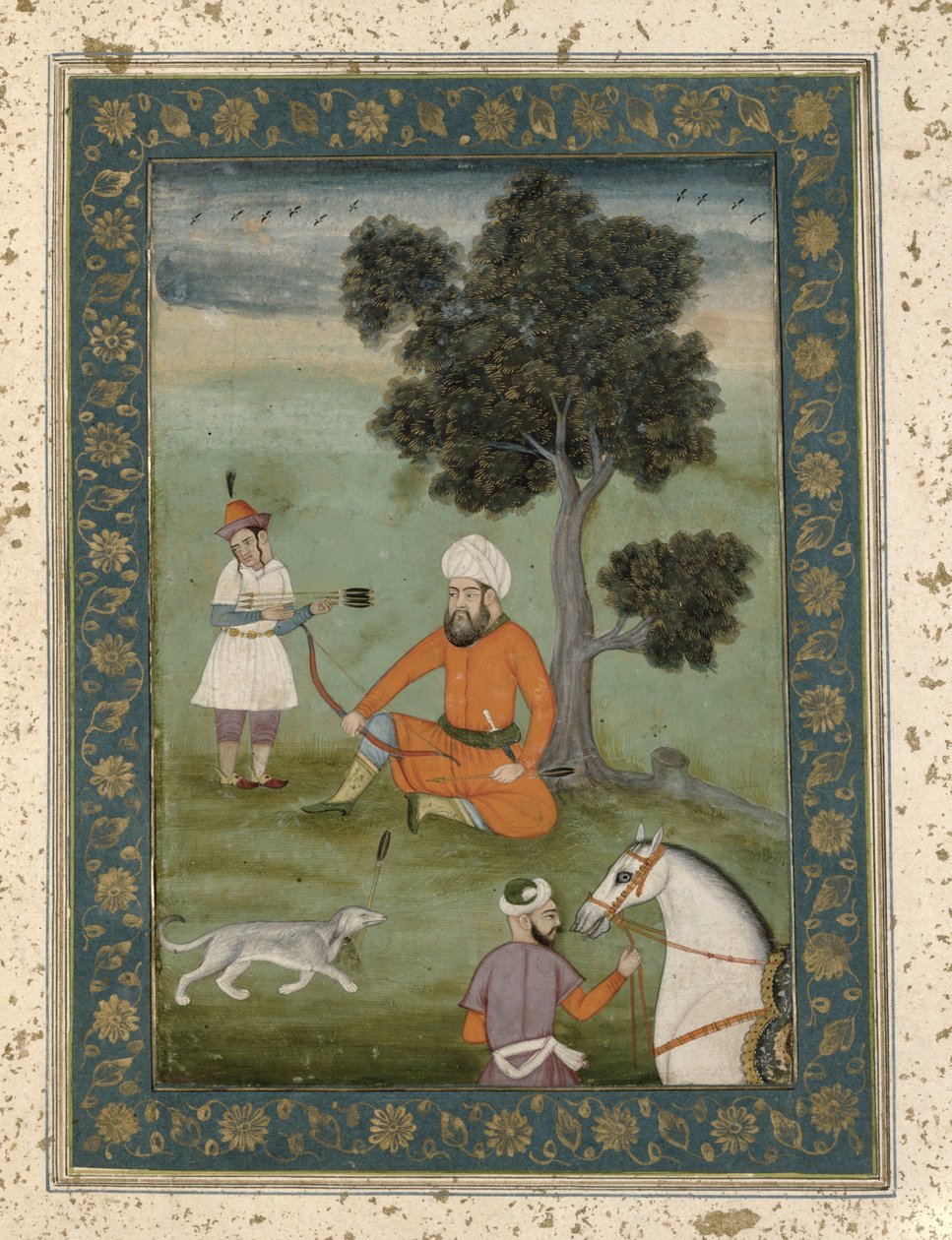 Een Trans-Oxoniaanse edelman zittend onder een boom, uit het Grote Clive Album, c.1765 door Mughal School