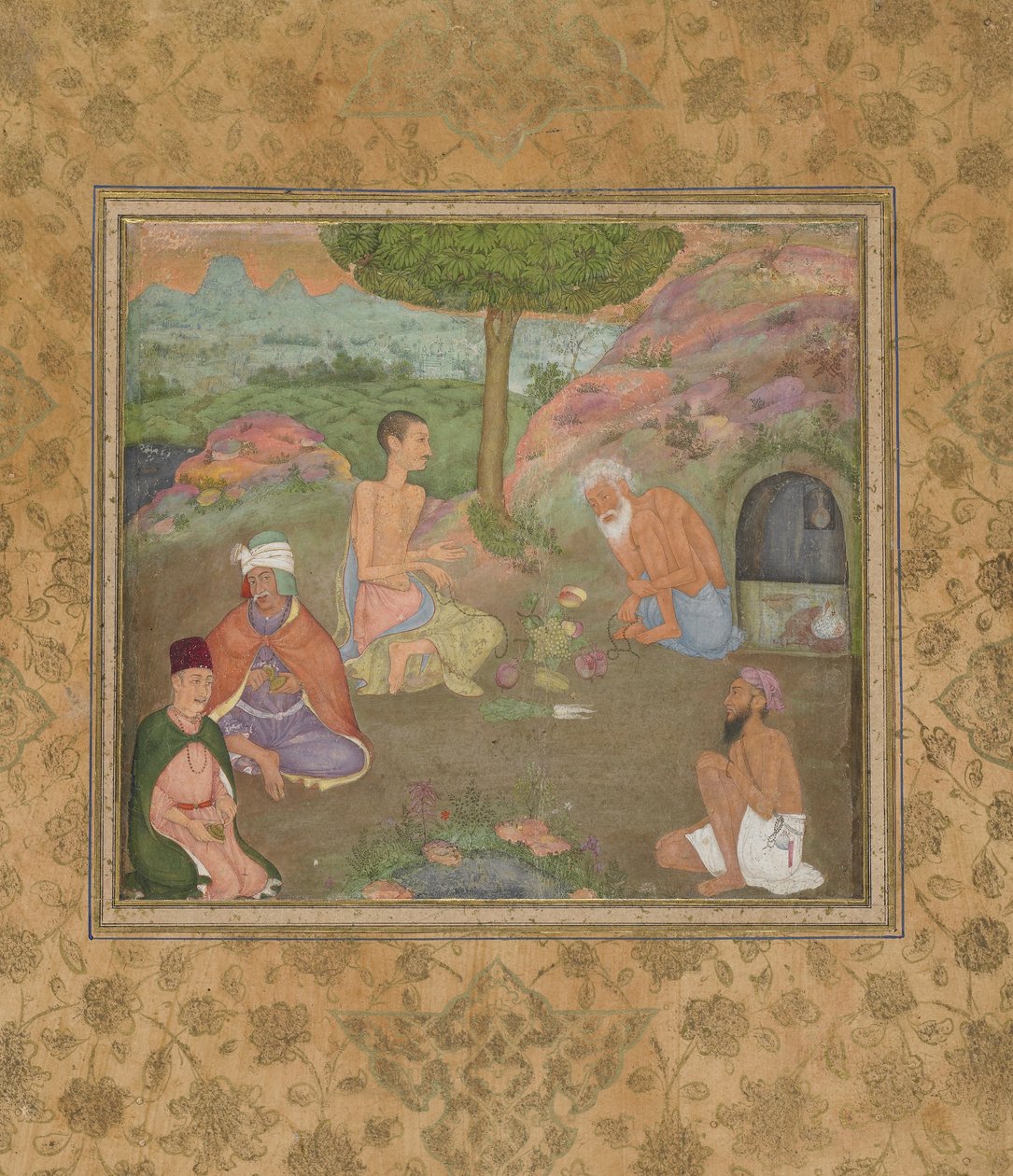 Vijf heilige mannen, los manuscriptfolio, ca. 1670 door Mughal School