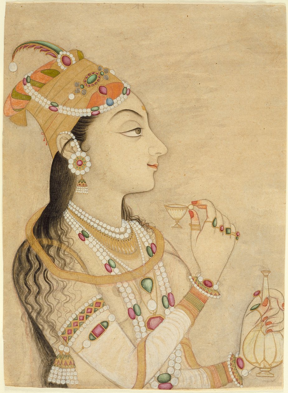 Geïdealiseerd portret van de Mughal-keizerin Nur Jahan door Mughal School