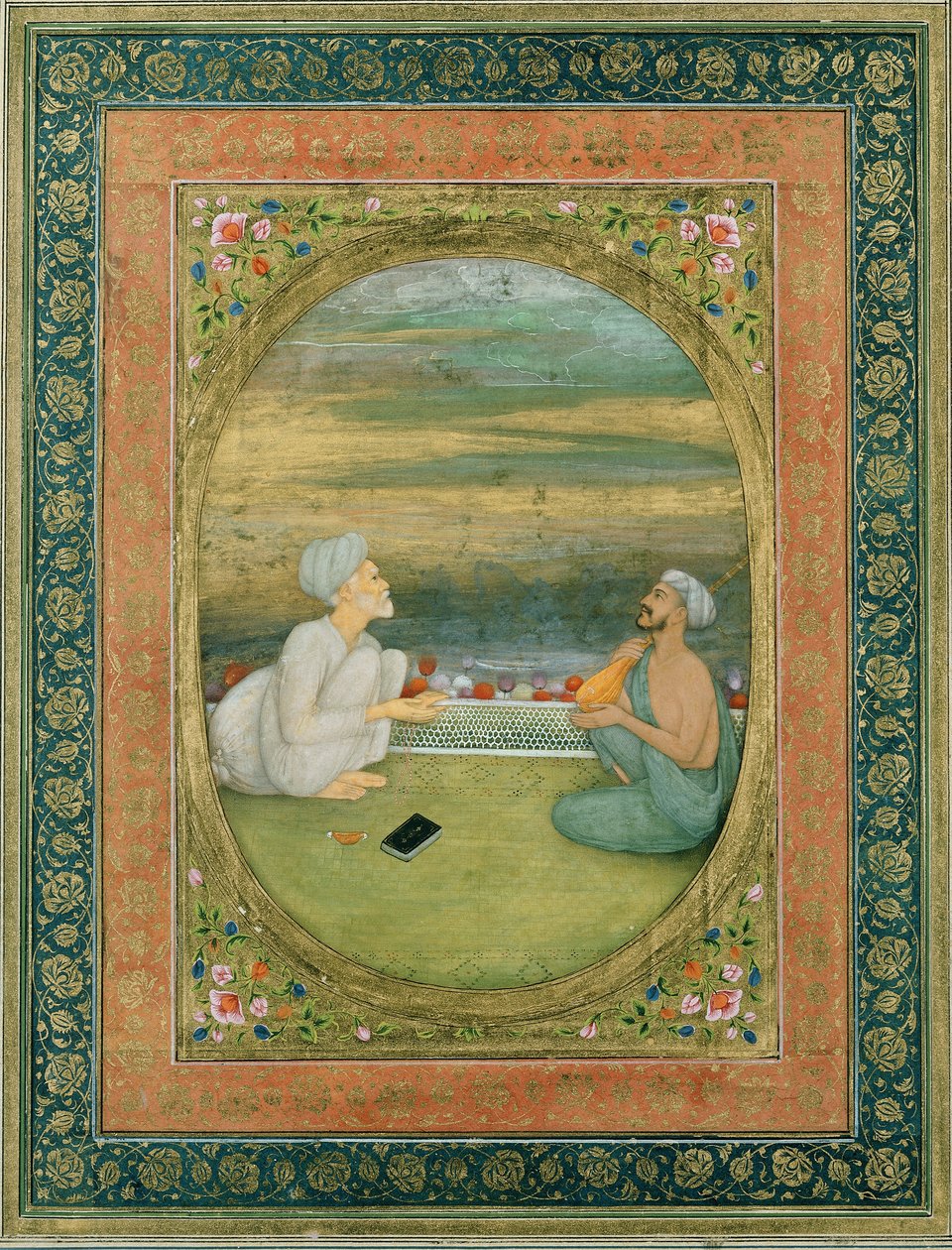 Een mullah en een muzikant, c.1640-1650 door Mughal School