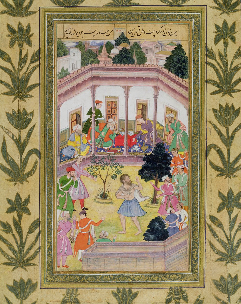 Verstoring door een gek bij een sociale bijeenkomst, uit het Small Clive Album door Mughal School