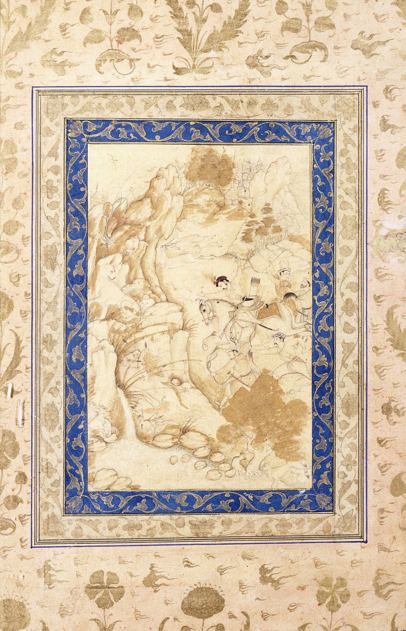 Jachtscène (ca. 1660-1680) door Mughal School
