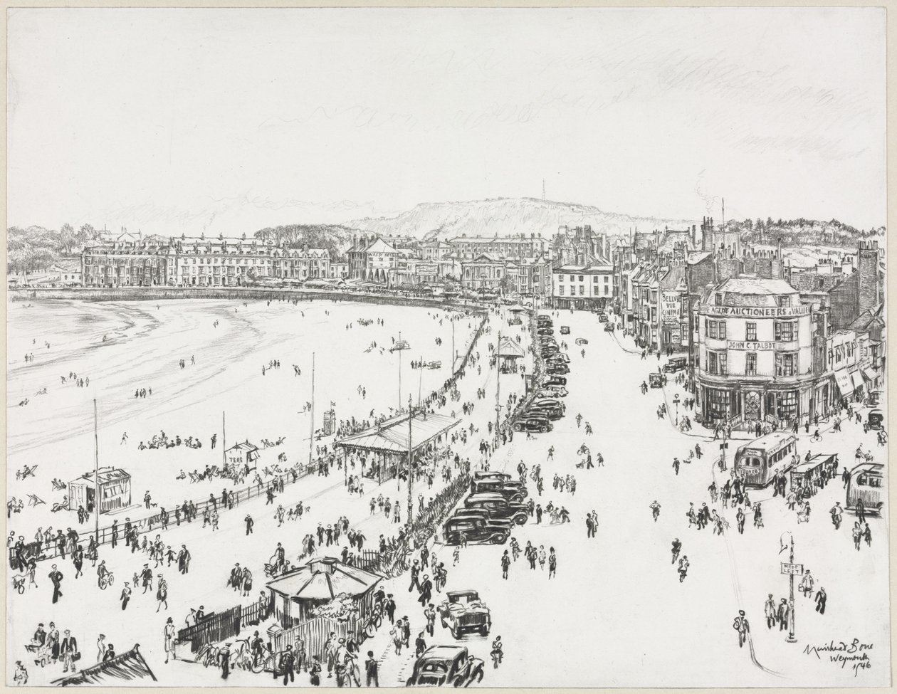 Weymouth en Portland in de verte door Muirhead Bone