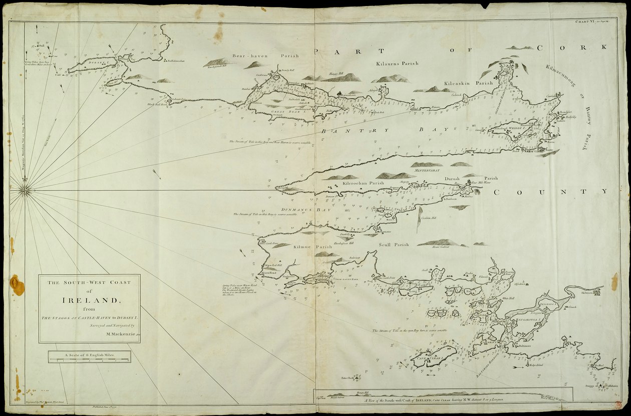 De zuidwestkust van Ierland van de Staggs van Castle Haven tot Dursey I. Onderzocht en genavigeerd door M. Mackenzie Sen. 1775. door Murdoch & Bowen Thomas Senior (fl.1775) Mackenzie