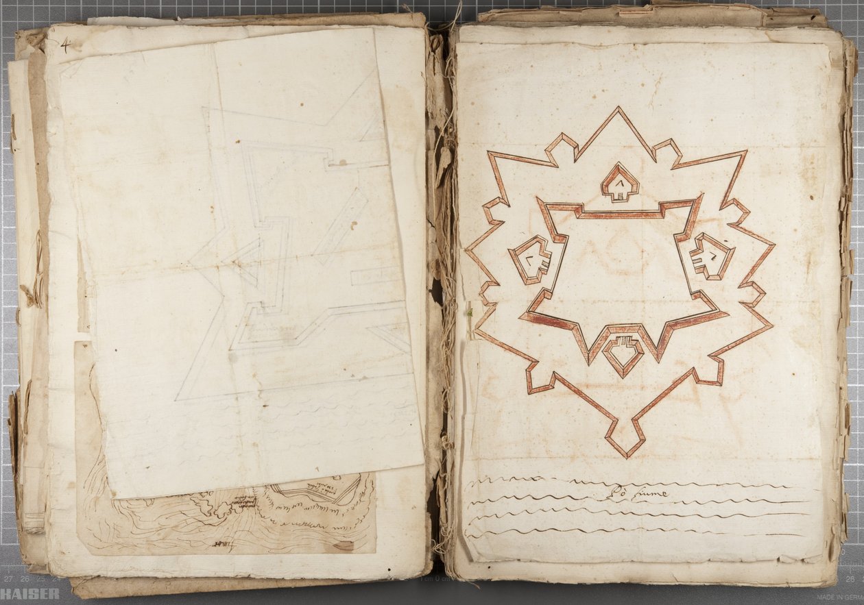 Portfolio van tekeningen door Mutio Oddi van Urbino en anderen - Po Fume, ca. 1635-40 door Muzio Oddi