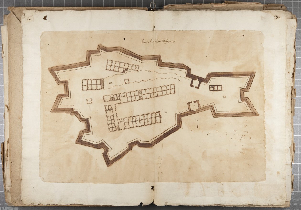 Portfolio van tekeningen door Mutio Oddi van Urbino en anderen - Haven van Fuentes, ca. 1635-40 door Muzio Oddi