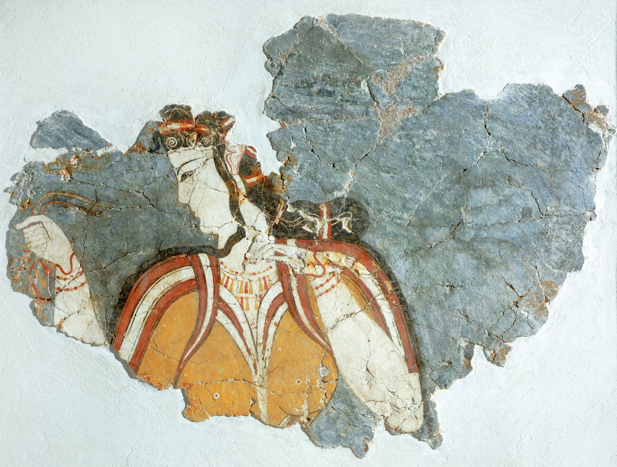 Dame van het hof, fresco uit het Myceense paleis, Griekenland, Myceense beschaving door Mycenaean